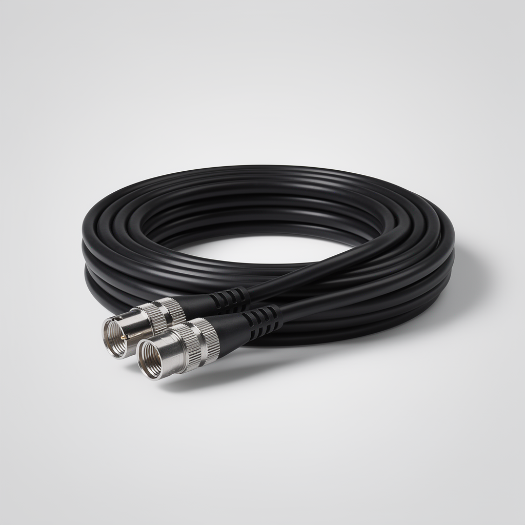 Coax-kabel op een neutrale grijze achtergrond