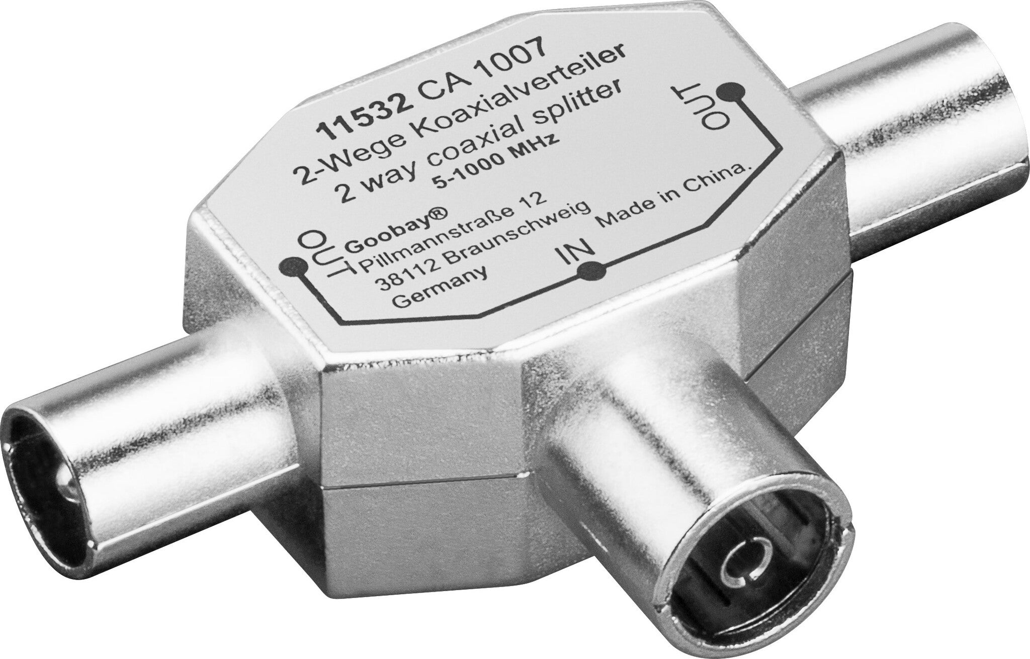 Coax splitter metaal