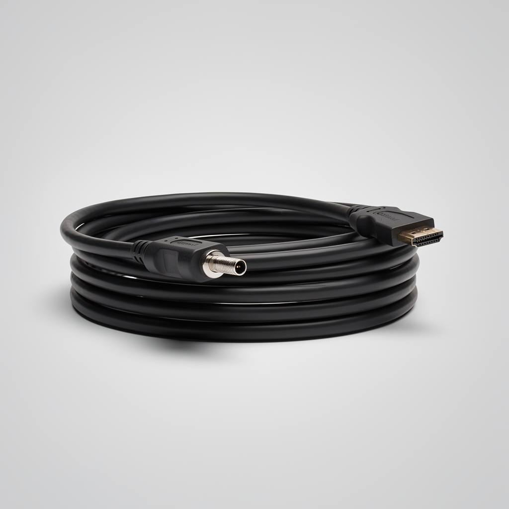 TV- en videokabel op een neutrale grijze achtergrond