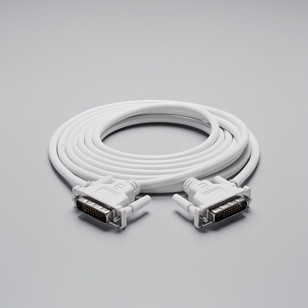 DVI-kabel op een neutrale grijze achtergrond