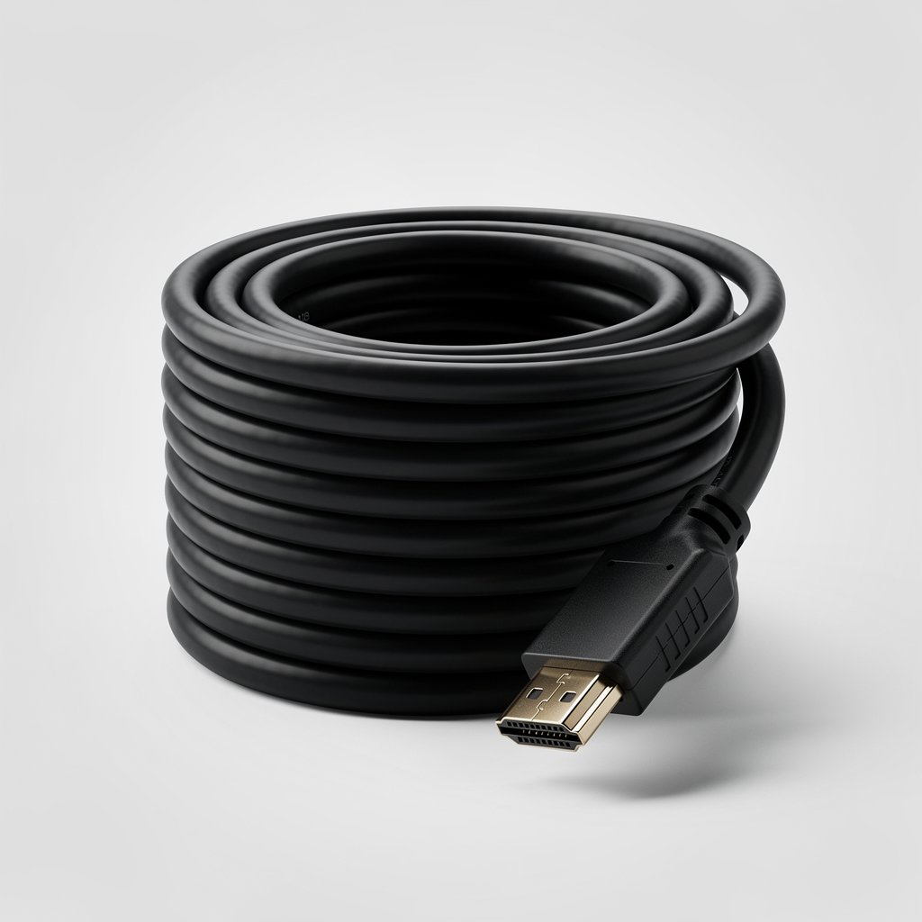 HDMI-kabel op een neutrale grijze achtergrond