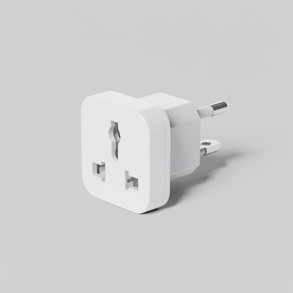 Reisstekker op een neutrale grijze achtergrond