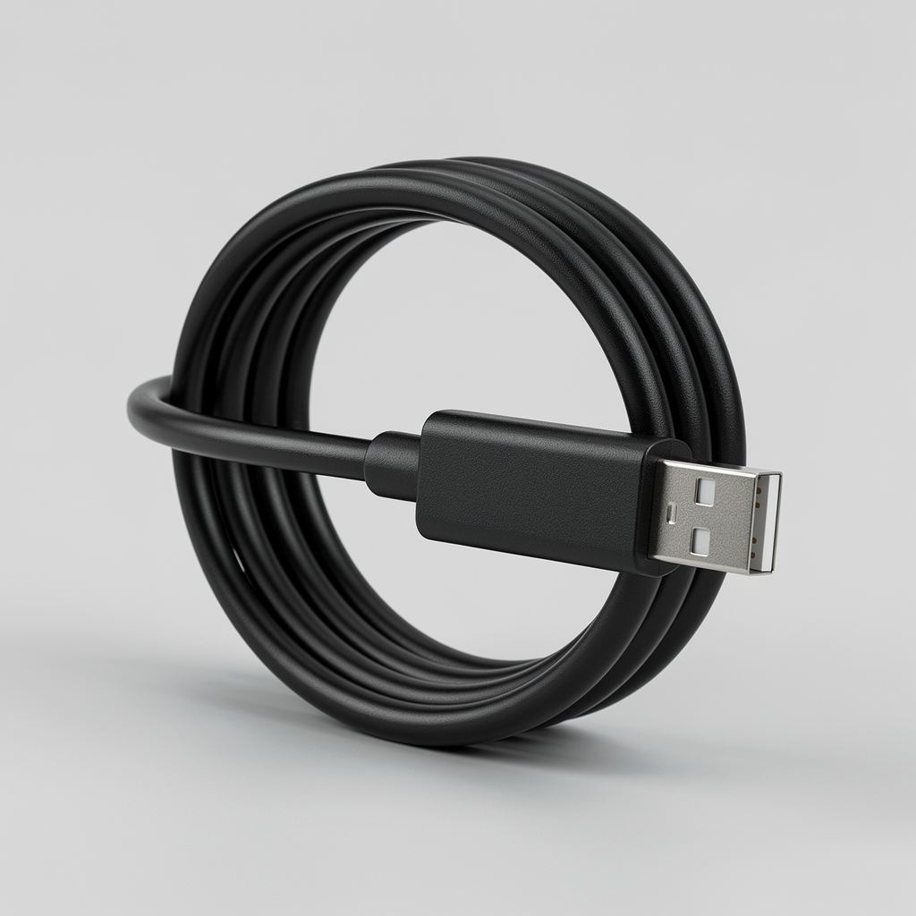 Mini-USB kabel op een neutrale grijze achtergrond