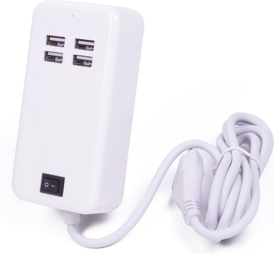 Benson USB oplader met 4 poorten en 1,5 meter snoer