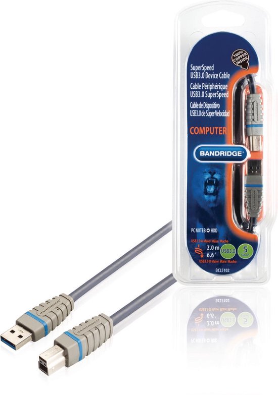Bandridge USB 3.0 A naar B kabel 2 meter